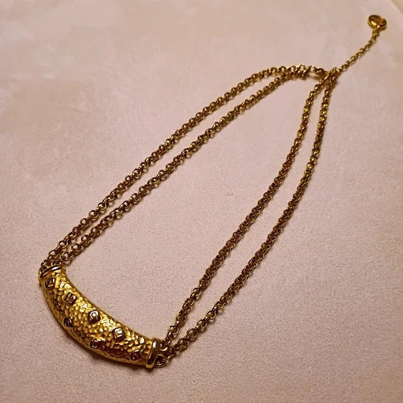 Givenchy Vintage G Logos Two Chain Necklace